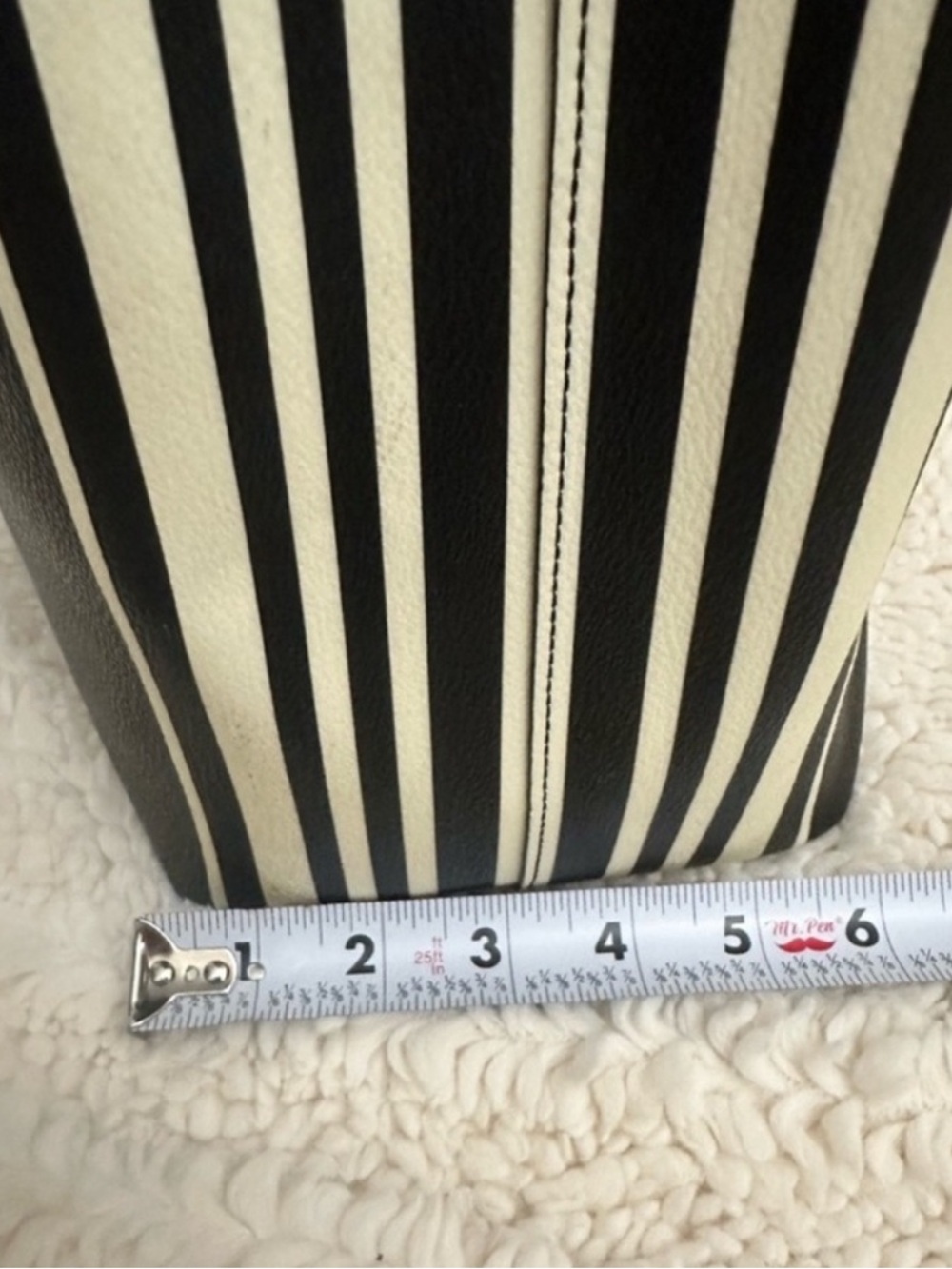 Tory Burch Kerrington Black & White Striped Square Tote - Picture 16 of 16